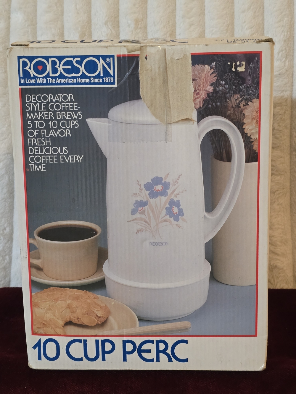 VTG 1970s Robeson 10-Cup Automatic Coffee Percolator Model CP1-1629WH-in box NOS